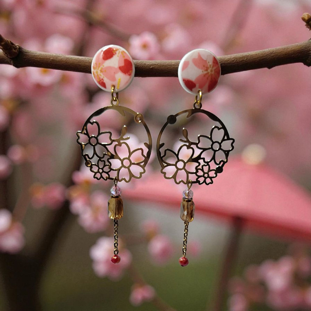 Boucles d'oreilles pendantes japonaises