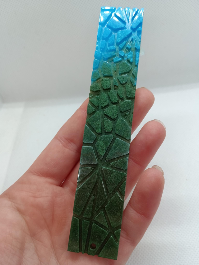 Marque page vert/bleue motif