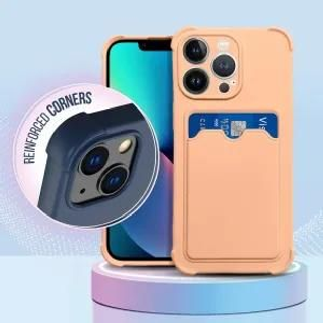 Coque iphone 12 pro max Avec emplacement carte rose