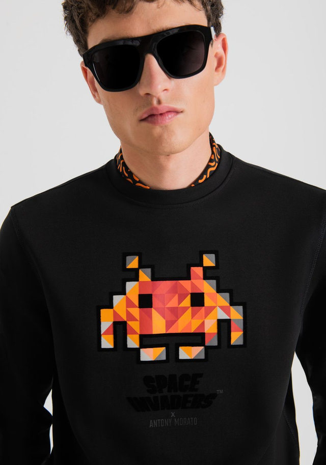 556464854 - Antony Morato space invaders felpa slim fit girocllo
