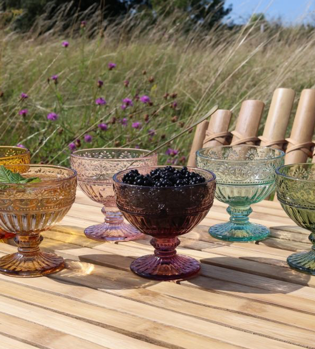 Coloured Glass Pudding Bowls