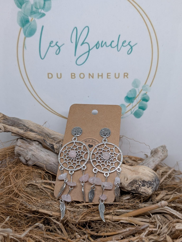 Boucles fantaisie attrape rêve rose pâle 