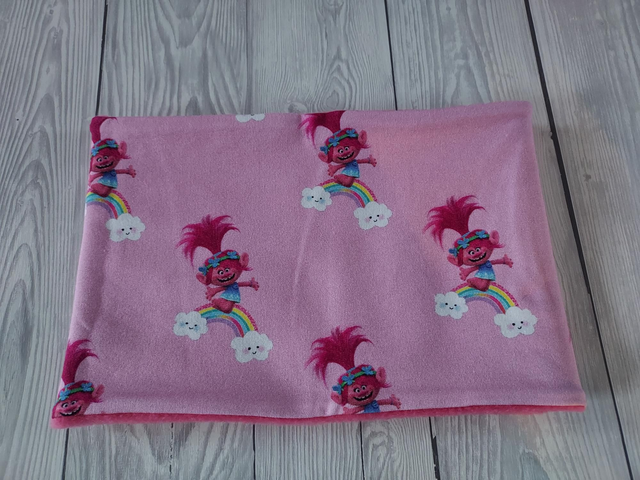 Troll Neck Warmer, Snood with Pink Fleece,