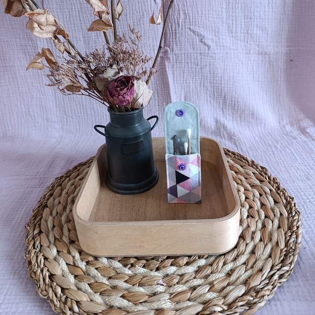 Petite Pochette Triangles Rose