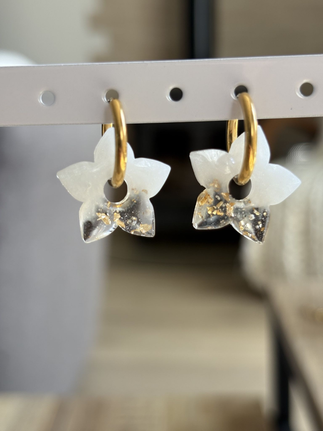 Pampilles ALBA - blanche et feuilles d&#039;or