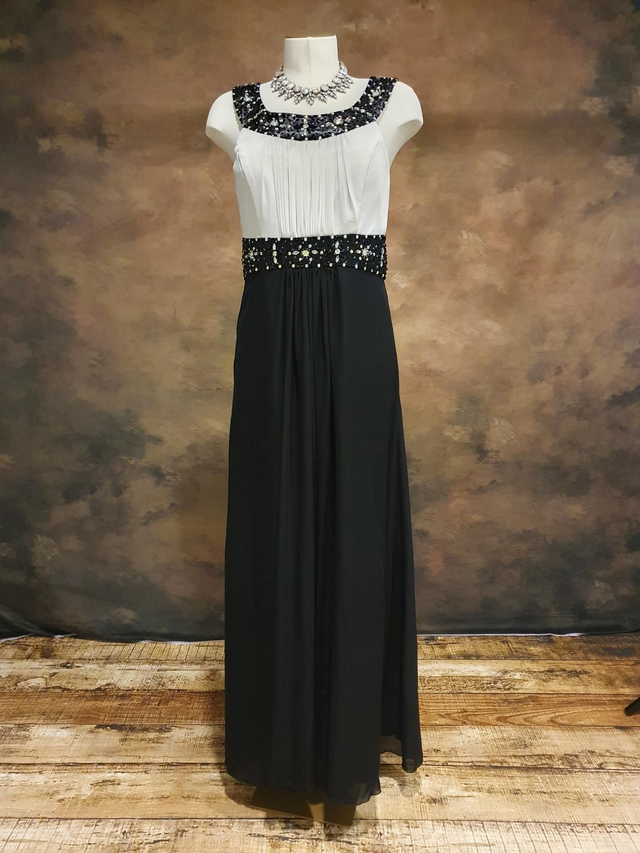 Abendkleid Schwarz-Weiß 40 mit Strass