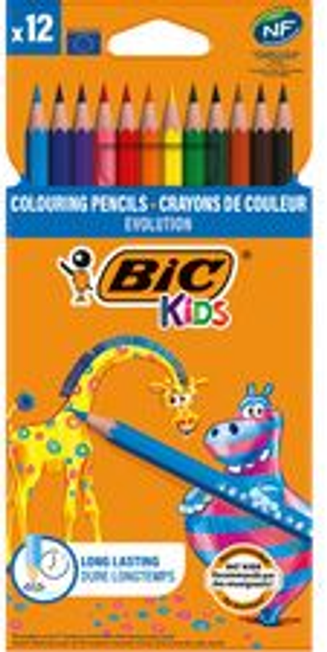 Crayon de couleur BIC KIDS  Evolution ecolutions, étui de 12