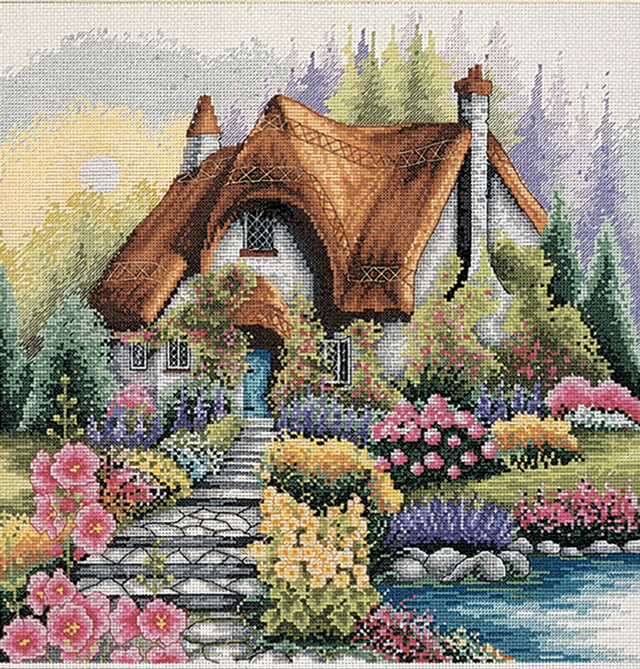 Counted Cross Stitch Kit: Lakeside Cottage by Anchor