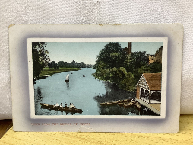 River from the Bridge, St. Neots, Cambridgeshire, Posted 1910 Valentine&#039;s Series Antique Postcard Our Ref No. R744 £2.25