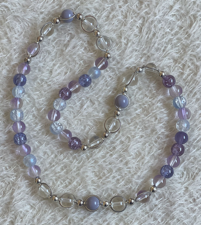 C2 - Collier perles en verre ton violet