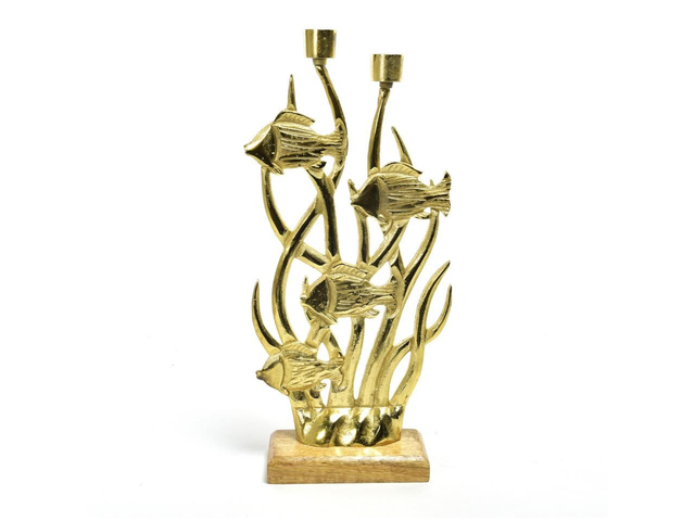 PORTACANDELA PESCI COLORE ORO