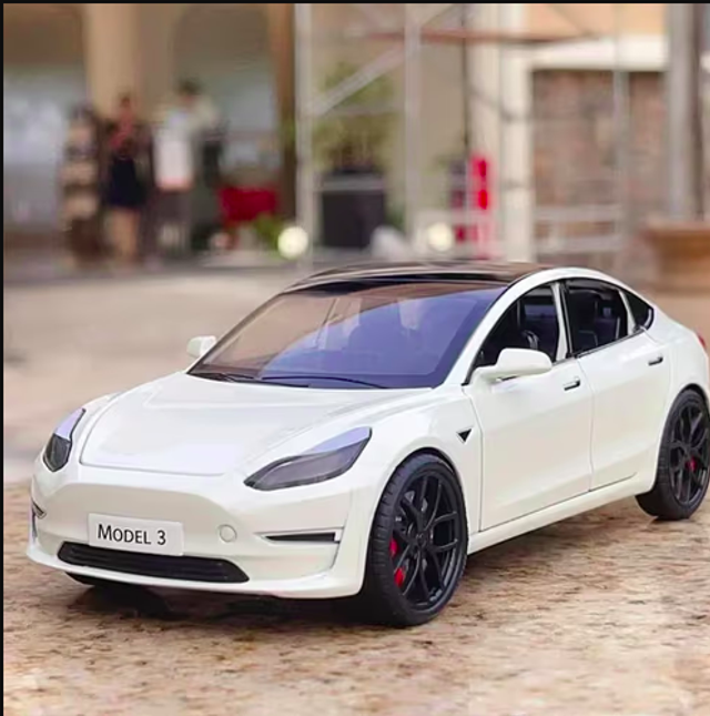 DieCast model auto metaal Tesla Model 3 wit (1:24)