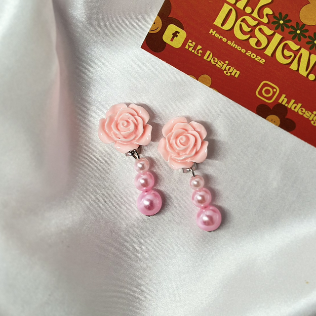 Baby Pink Rose Clip-On Earrings