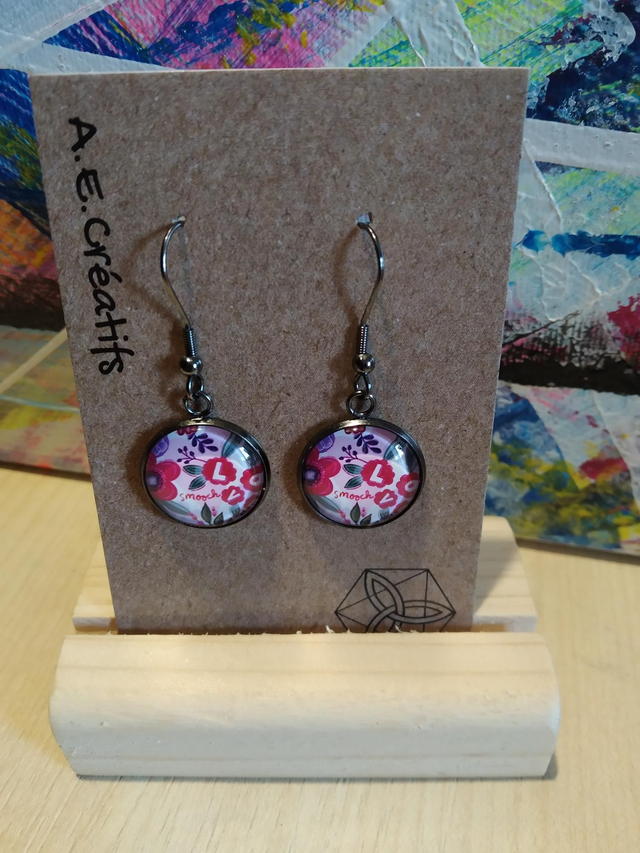 Boucles D&#039;oreilles Cabochons Coeur 