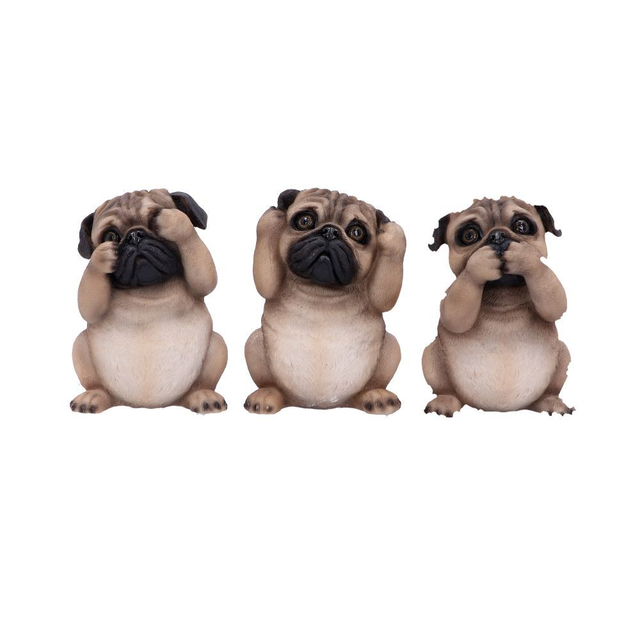 Three Wise Pugs 8.5cm