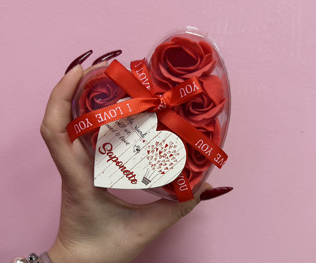 Scatola 9 saponette a forma di rosa