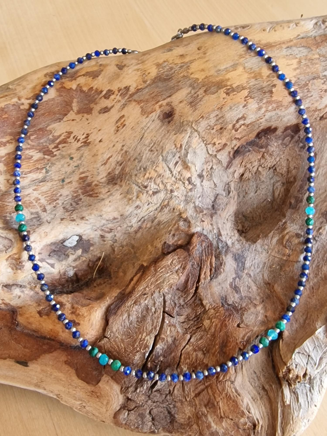 Collier Stone &amp; Steel Lapis lazuli -turquoise-jade turquoise