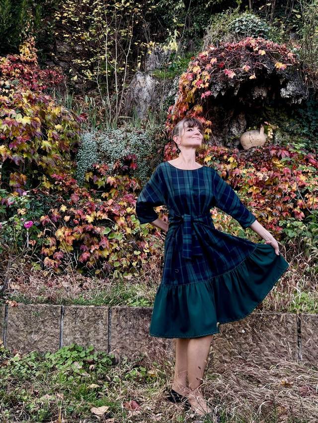 Robe Folkado verte tartan