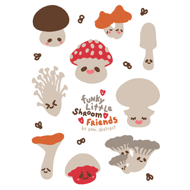 Original Art | "Funky Little Shroom Friends" Kiss-Cut Vinyl Sticker Sheet
