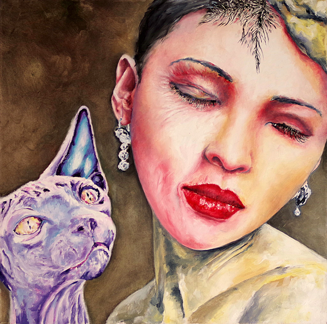 Adoracja, 50x50 olej płótno 2022