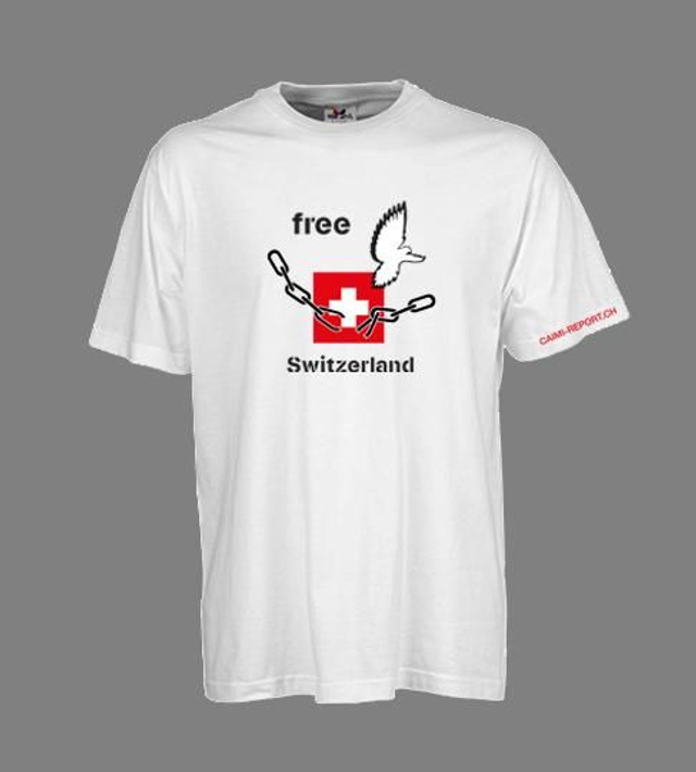 weisses T-Shirt Unisex «Free Switzerland» 