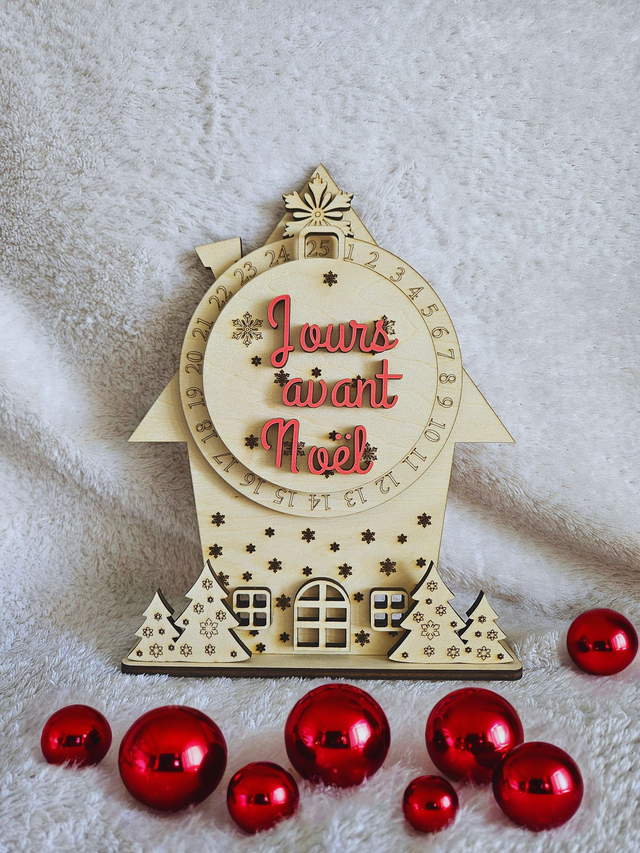 Décompte de Noël en bois – « Jours avant Noël »