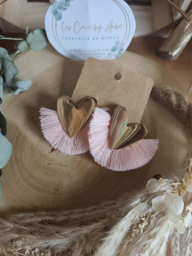 BO MINI BOHEME COEUR GOLD / POMPONS SAUMON 0000554