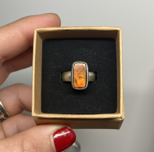 Bague en argent et Ammolite- Taille 54