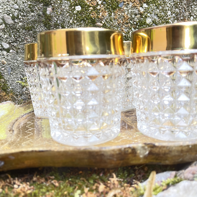 Set von 5 Gläsern aus Teelichter mit Goldrand   