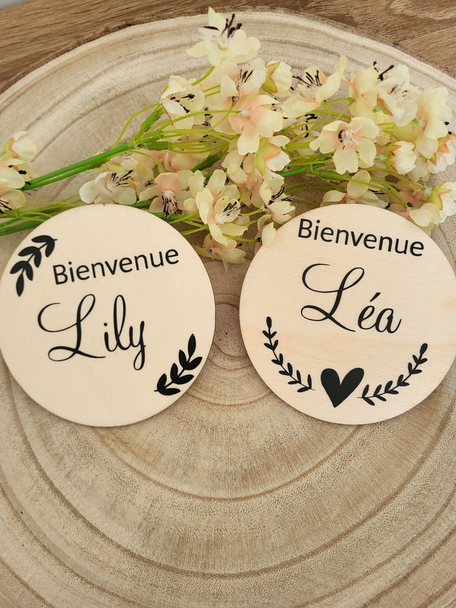 Carte en bois - Bienvenue bébé