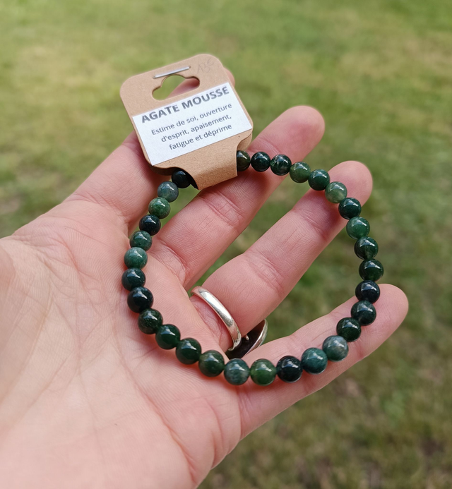Agate mousse bracelet élastique 