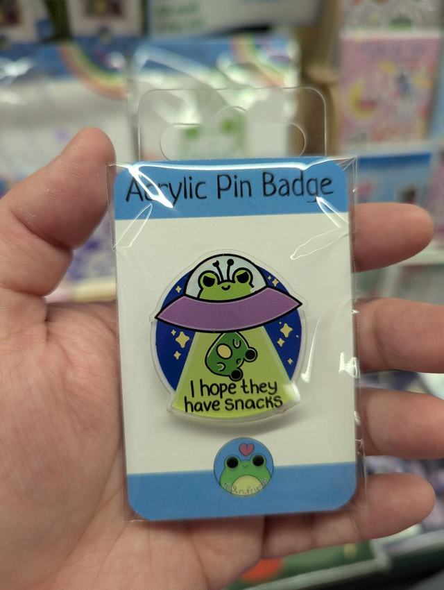 I hope they have snacks pin badge 