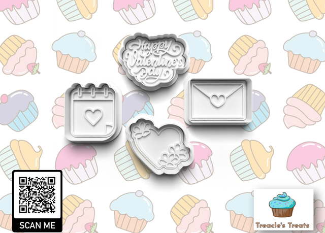 Valentines Theme Fondant/cookie stamps with cutters (Set 1)