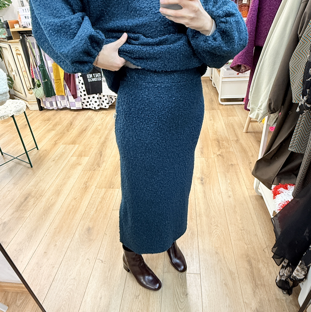 Gonna a Tubo Ottanio Lana Bouclè 