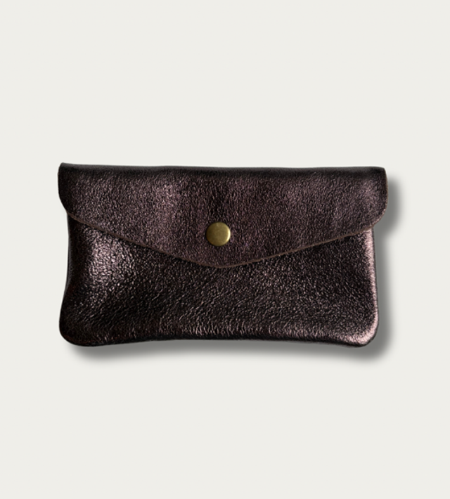 Large Italian Leather Coin Purse - Brown