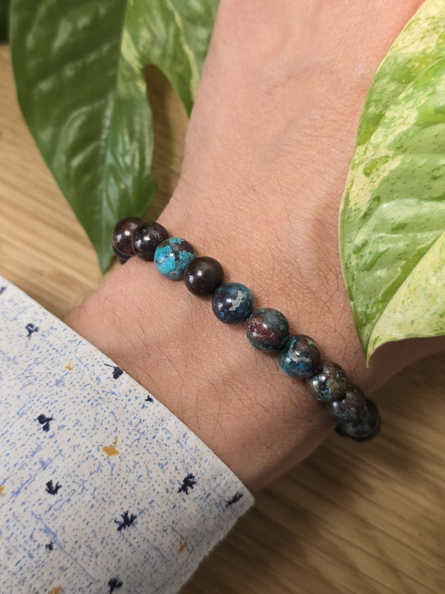 Chrysocolle - Bracelet avec perles de 8 mm 