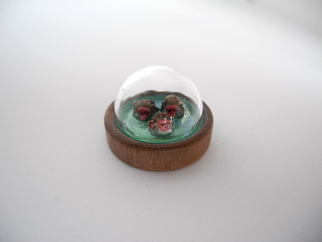Snow monkeys in a hot spring - miniature pendant for Japan enthusiasts
