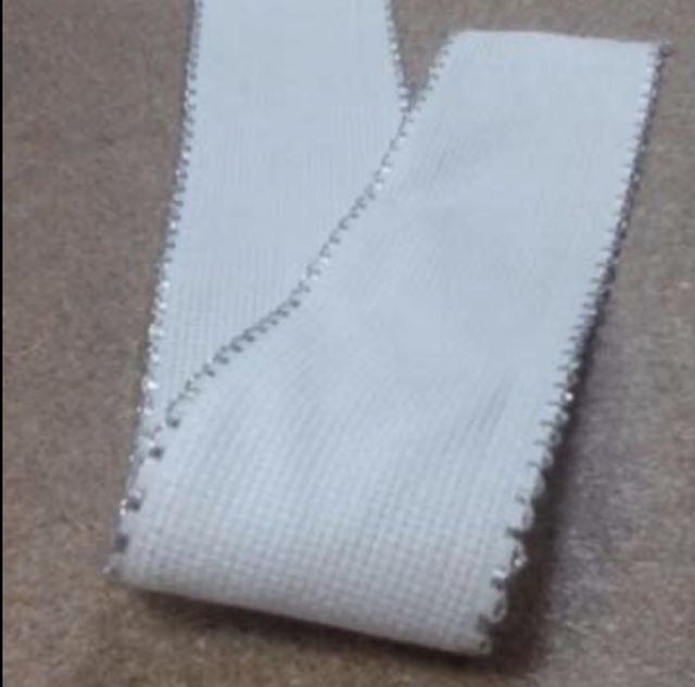 1” Aida white Band with a silver Edge (per metre)