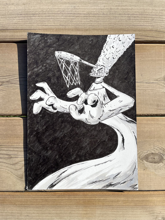 Dibujo Original Los Simpson "Casa del terror: Marge Basketball"