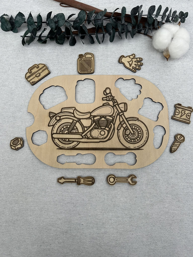 Plaque d&#039;activité compatible avec les bac IKEA Trofast - La moto