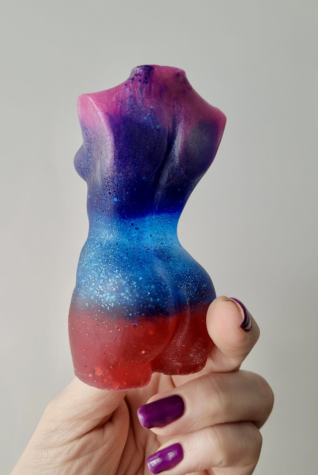 Female Body Ornament - Pink, Blue & Red Glitter