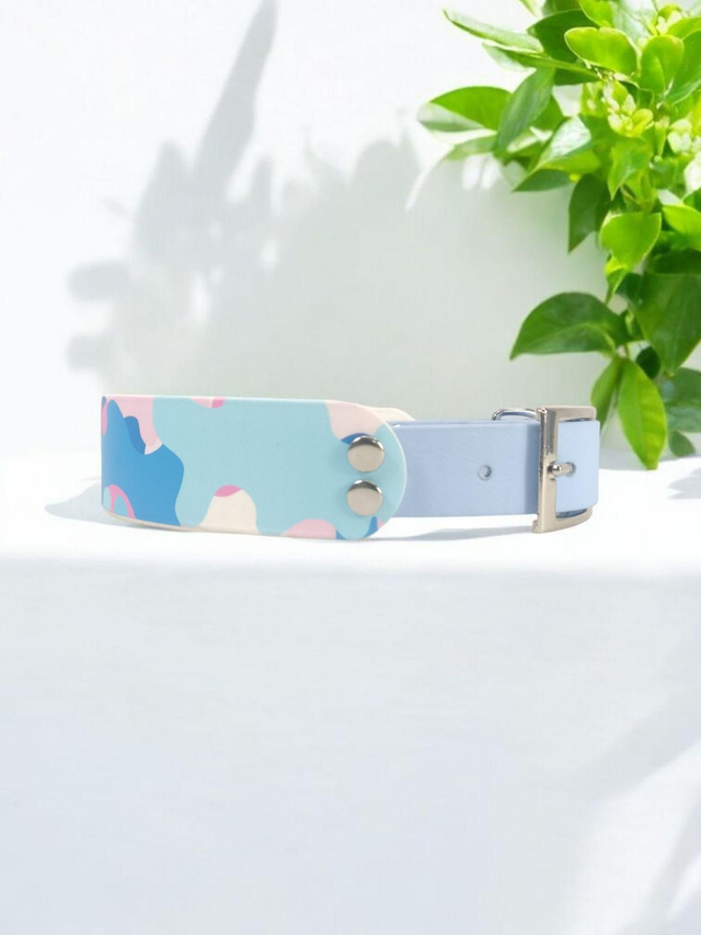 Collier pour chien en BioThane® Original. USA Baby Camo / Bleu Periwinkle 