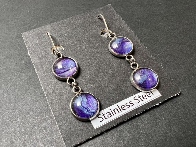 Purple Dangle Earrings | Stainless Steel