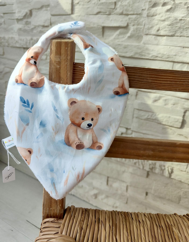 Bavoir bandana ours bleu 