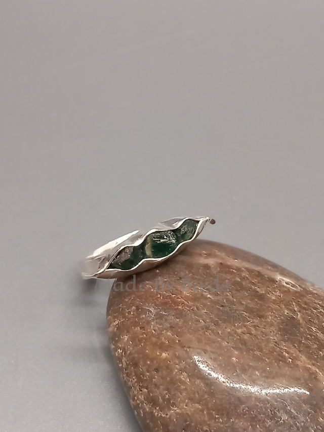Raw Emerald Sterling Silver Ring 
