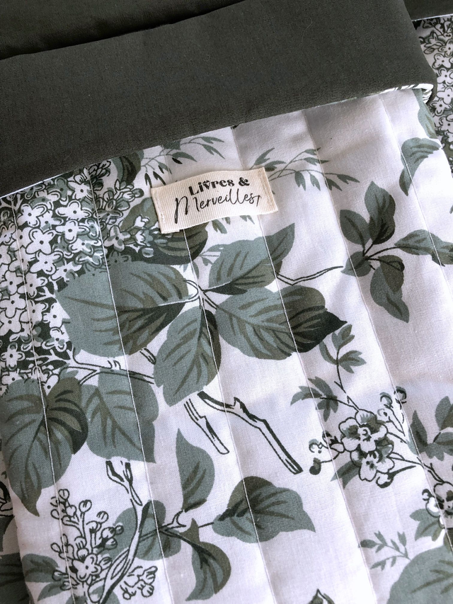 Pochette à livres en coton matelassé Philomèle - verte