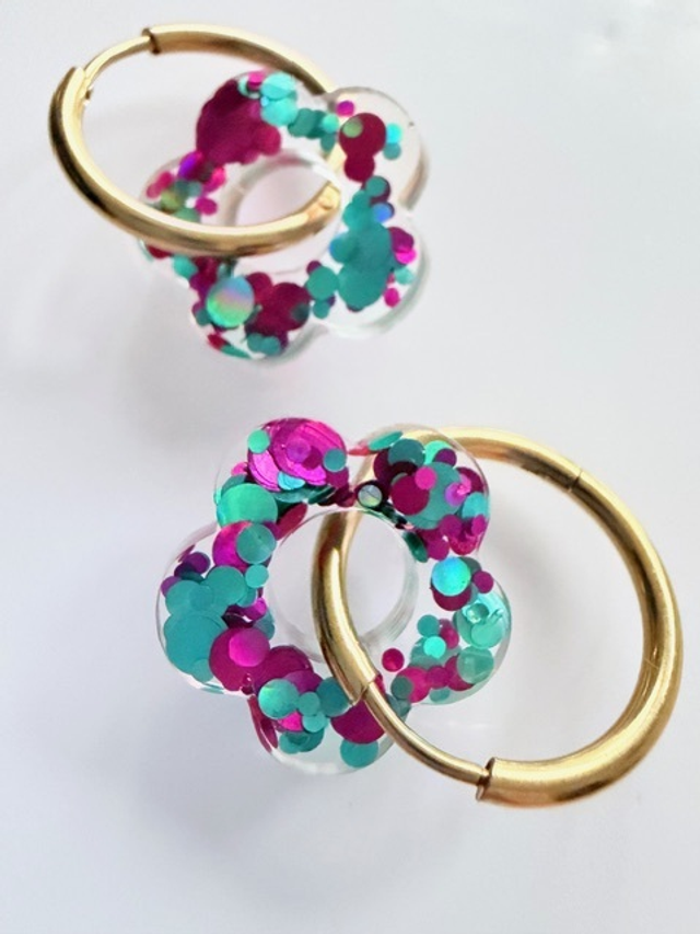 PAMPILLES EDEN multi paillettes violettes &amp; turquoises