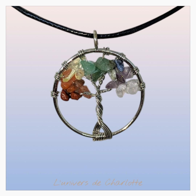 Pendentif &quot;7 chakras&quot; arbre de vie PN-303