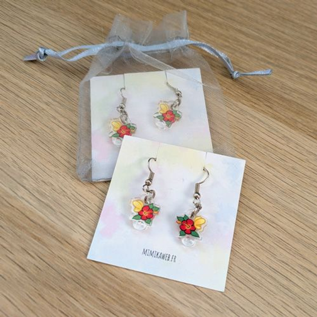 Boucles d'oreilles Hibiscus