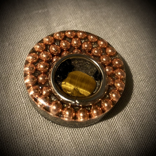 Pocket Orgonite with Clear Quartz, Tigers Eye and Black Tourmaline (smooth sided)